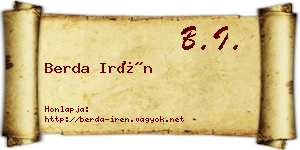 Berda Irén névjegykártya